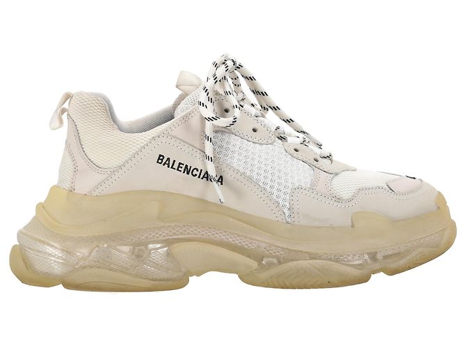 Baskets Balenciaga Triple S à semelle transparente en polyester blanc - vue 2