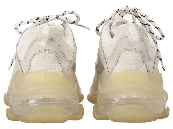 Baskets Balenciaga Triple S à semelle transparente en polyester blanc - vue 3