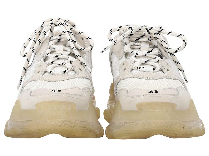 Baskets Balenciaga Triple S à semelle transparente en polyester blanc - vue 4