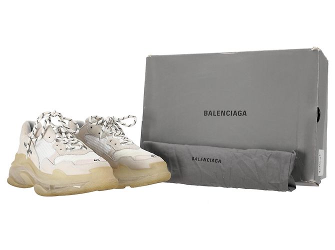 Baskets Balenciaga Triple S à semelle transparente en polyester blanc - vue 6