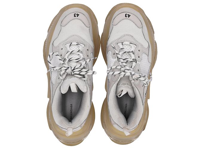 Baskets Balenciaga Triple S à semelle transparente en polyester blanc - vue 7