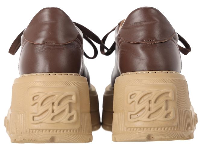 Sneakers platform Nexus Casadei in pelle marrone Rosso - vista 3