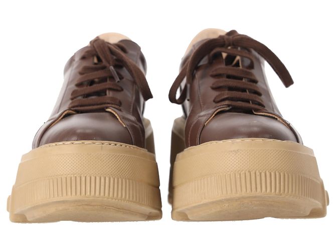 Sneakers platform Nexus Casadei in pelle marrone Rosso - vista 4