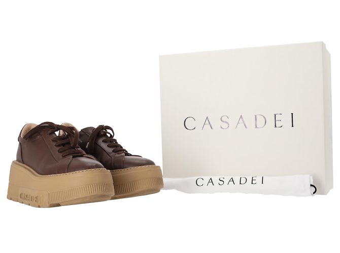 Sneakers platform Nexus Casadei in pelle marrone Rosso - vista 6