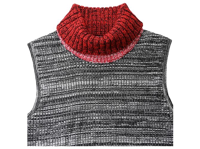 Ärmelloses Strick-Turtleneck-Top aus grauer Seide mit Louis Vuitton-Muster - Ansicht 5