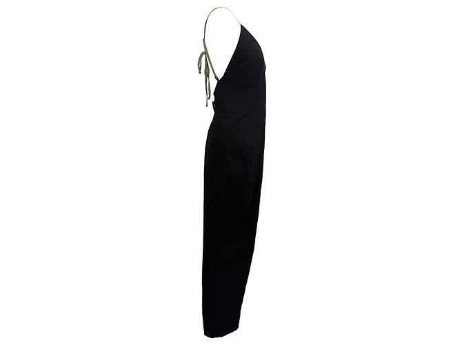 Robe maxi à bretelles spaghetti et décolleté en V Rick Owens en coton noir - vue 2