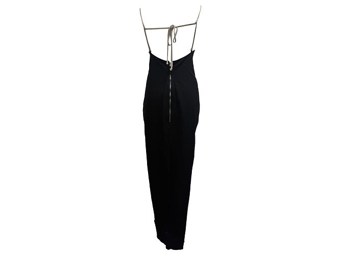 Robe maxi à bretelles spaghetti et décolleté en V Rick Owens en coton noir - vue 3