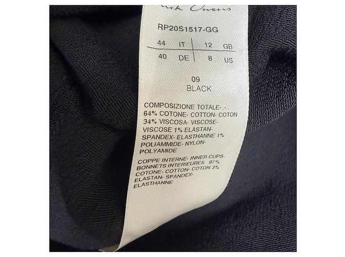 Robe maxi à bretelles spaghetti et décolleté en V Rick Owens en coton noir - vue 4