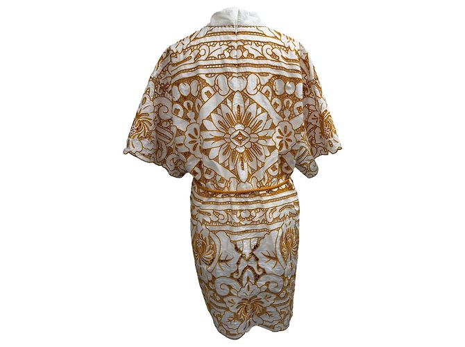 Vestido Mini Broderie Anglaise Zimmermann en Algodón Amarillo Mostaza - vista 3