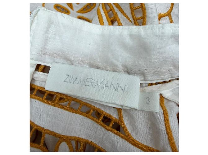 Vestido Mini Broderie Anglaise Zimmermann en Algodón Amarillo Mostaza - vista 4