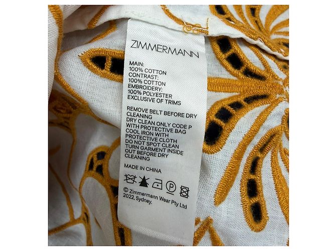 Vestido Mini Broderie Anglaise Zimmermann en Algodón Amarillo Mostaza - vista 5