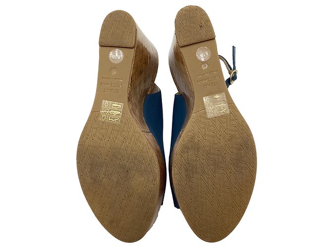 Sandalo con zeppa Riveria Slingback di Stuart Weitzman in pelle blu - vista 10