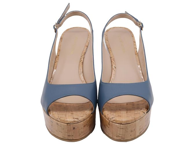 Sandalo con zeppa Riveria Slingback di Stuart Weitzman in pelle blu - vista 2