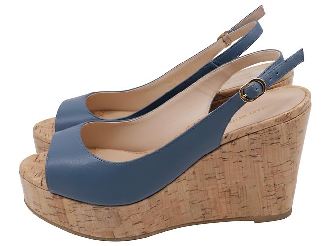 Sandalo con zeppa Riveria Slingback di Stuart Weitzman in pelle blu - vista 4