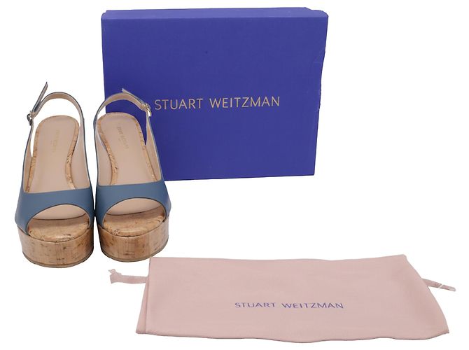 Sandalo con zeppa Riveria Slingback di Stuart Weitzman in pelle blu - vista 6