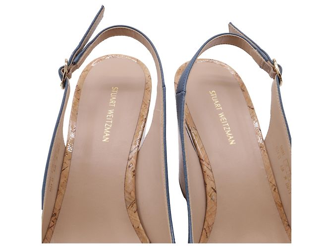 Sandalo con zeppa Riveria Slingback di Stuart Weitzman in pelle blu - vista 7