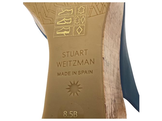 Sandalo con zeppa Riveria Slingback di Stuart Weitzman in pelle blu - vista 9