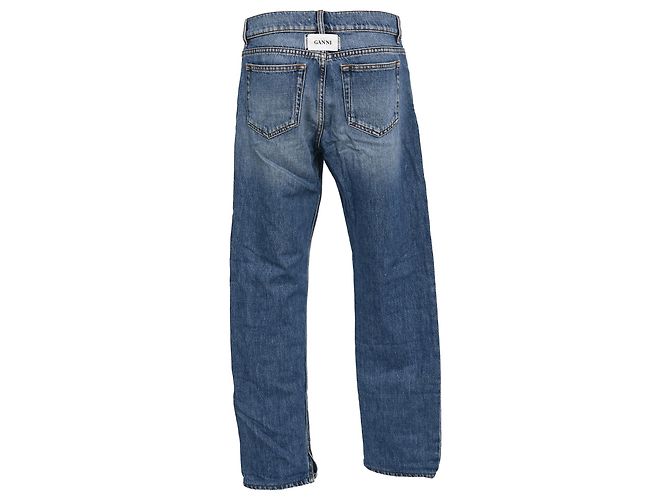 Jeans de denim desbotado Ganni em algodão azul claro - vista 3