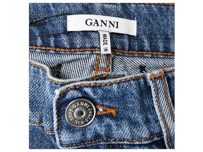 Jeans de denim desbotado Ganni em algodão azul claro - vista 4