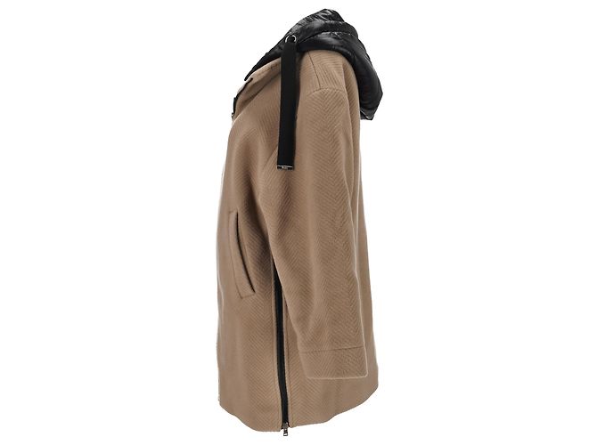 Abrigo con capucha Herno en lana virgen beige Castaño Roja - vista 2