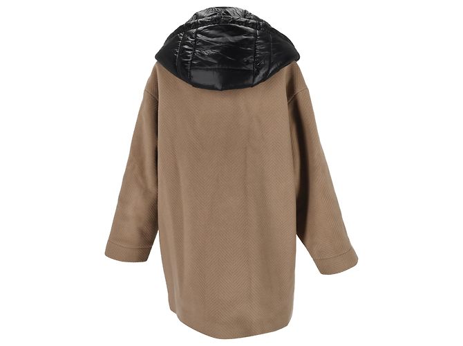 Abrigo con capucha Herno en lana virgen beige Castaño Roja - vista 3