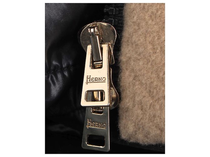 Abrigo con capucha Herno en lana virgen beige Castaño Roja - vista 5