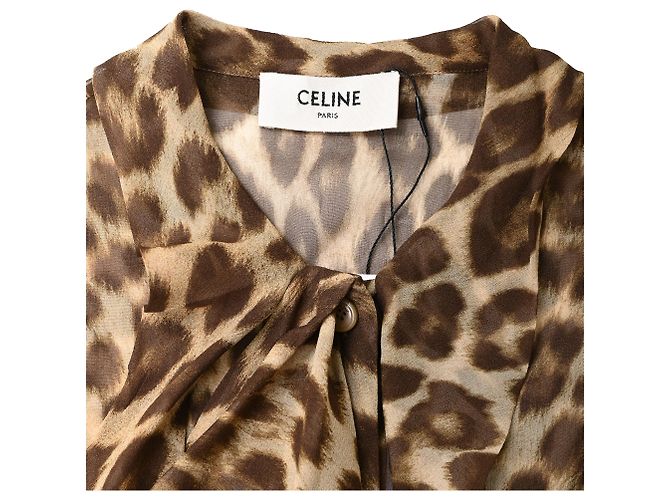Edge Céline Blusa con lazo Celine en seda estampada de animal Impresión de pitón - vista 5