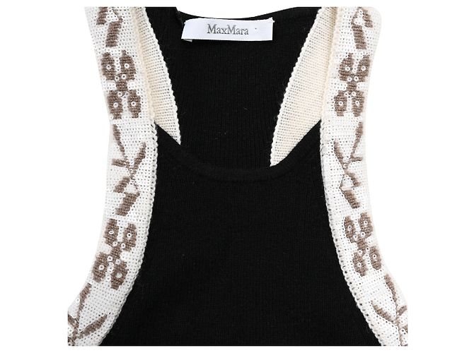 Schwarzes Woll-Top mit Pleiadi-Pailletten von Max Mara - Ansicht 5