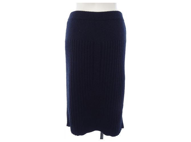 Classique Jupe en cachemire Chanel Bleu Bleu Marine - vue 2