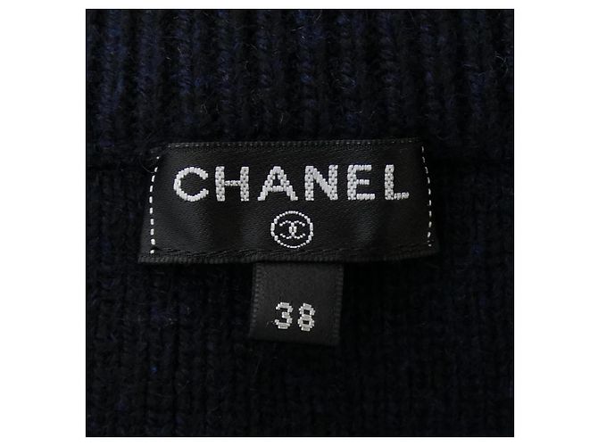 Classique Jupe en cachemire Chanel Bleu Bleu Marine - vue 4
