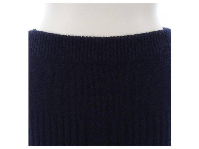 Classique Jupe en cachemire Chanel Bleu Bleu Marine - vue 6