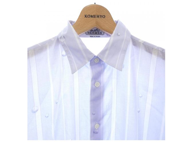 Hermès Camicia Hermes 37 in cotone Porpora - vista 5