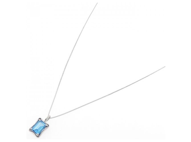 Autre Marque Collana in oro bianco Au750 con topazio blu - vista 2