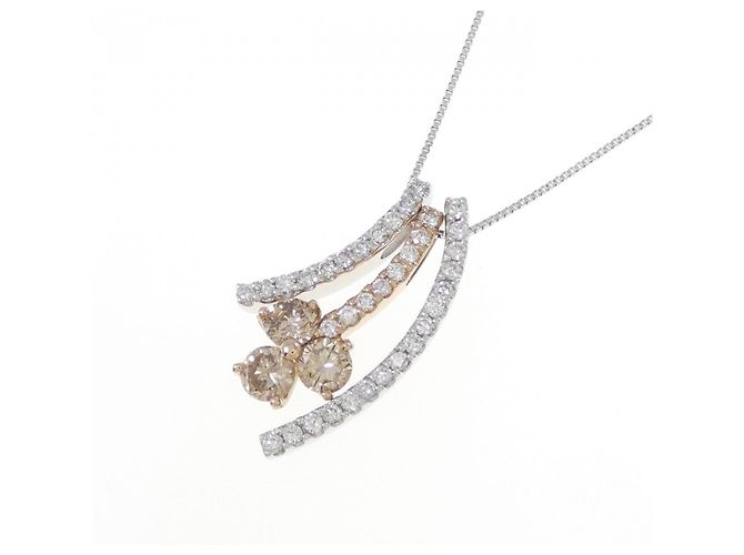 Autre Marque Collana di diamanti 2 vie in oro bianco Au750 e oro rosa Au750 - vista 2