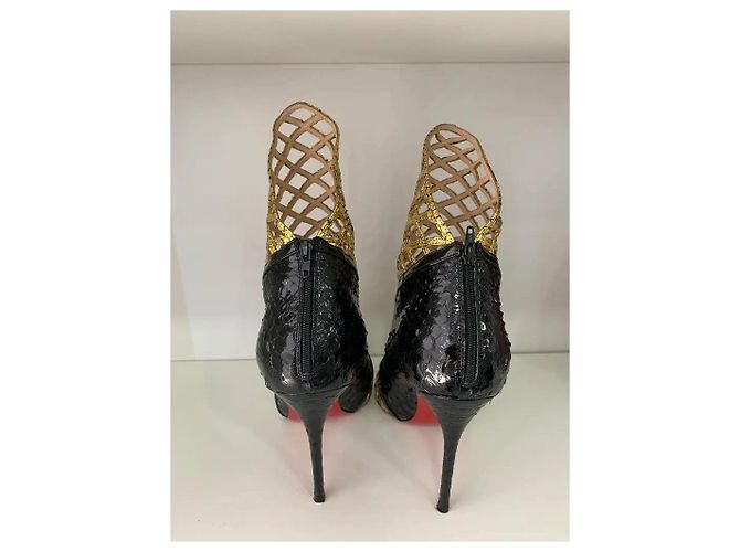 Christian Louboutin Bougliona 100 Python Décolleté Nere e Oro Multicolore - vista 4