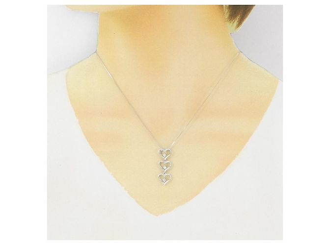 Autre Marque Collana in diamante in oro bianco Au750 a forma di cuore Argento - vista 6