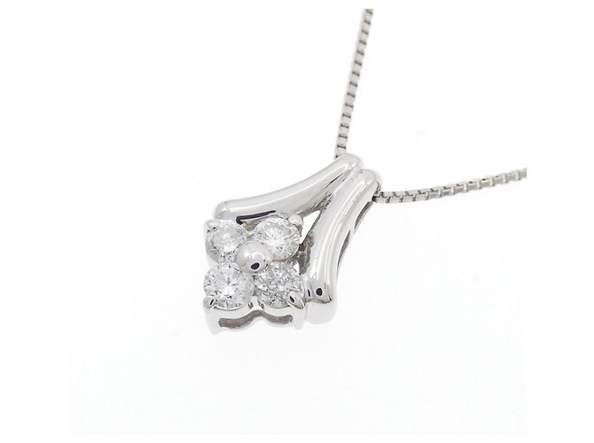 Autre Marque Platin-Diamant-Halskette PT900 PT850 Silber - Ansicht 3
