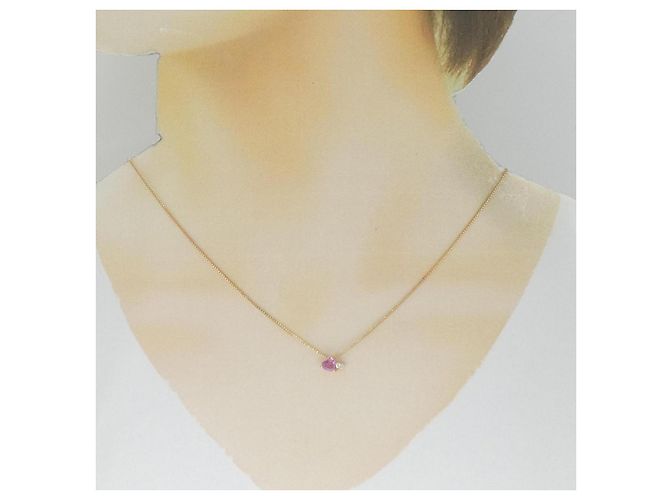 Autre Marque Au750 Pink Gold Sapphire Diamond Necklace - view 6