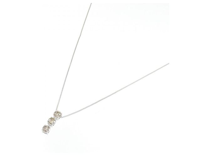 Autre Marque Collana con diamanti a tre pietre in oro bianco Au750 Argento - vista 2