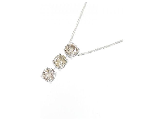 Autre Marque Collana con diamanti a tre pietre in oro bianco Au750 Argento - vista 3