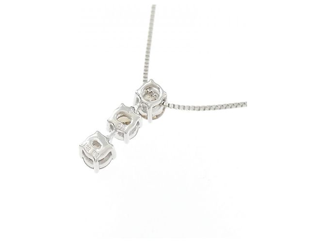 Autre Marque Collana con diamanti a tre pietre in oro bianco Au750 Argento - vista 4