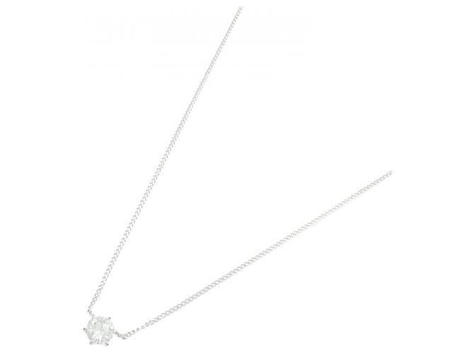 Autre Marque Colar de Diamante Solitário PT850 Prata - vista 2