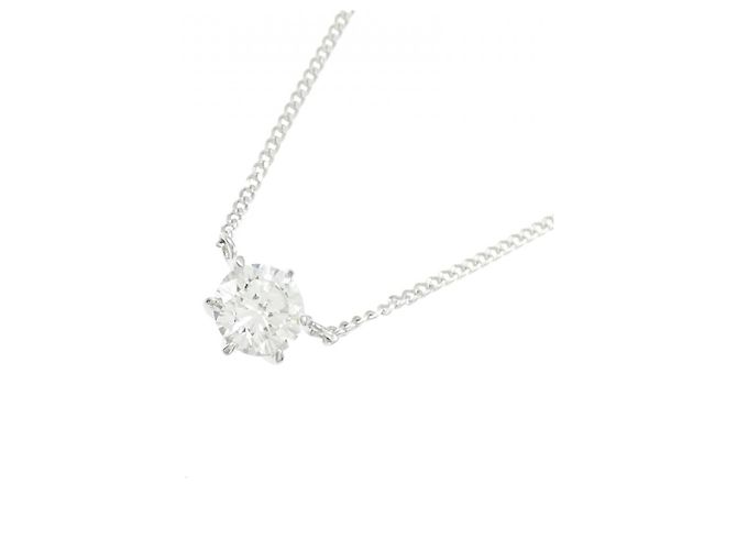 Autre Marque Colar de Diamante Solitário PT850 Prata - vista 3
