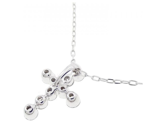 Autre Marque Collier en diamant croix en or blanc Au750 Argenté - vue 4