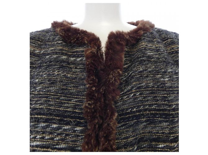 Timeless Chaqueta sin cuello Lapin Chanel P26807V17014 05A Castaño Negro Beige - vista 5