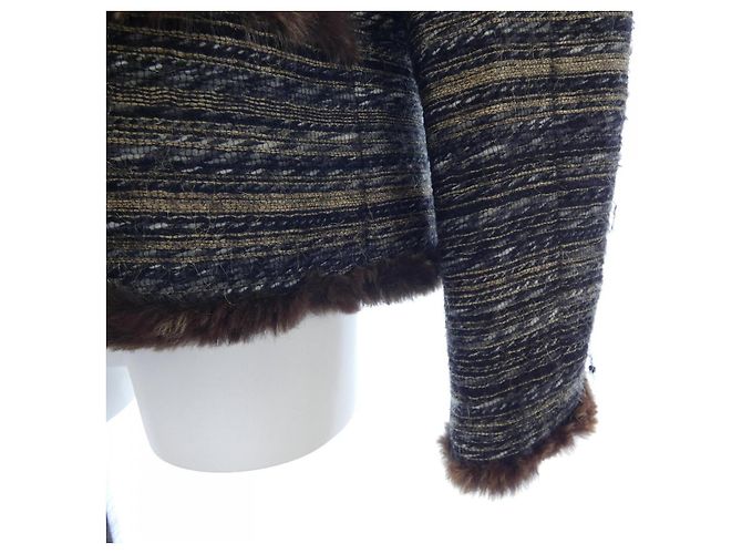Timeless Chaqueta sin cuello Lapin Chanel P26807V17014 05A Castaño Negro Beige - vista 6