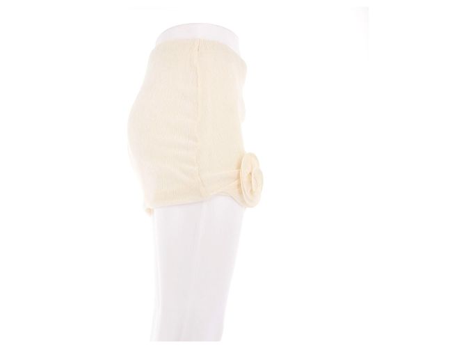 Magda Butrym Saia creme com flores tom sobre tom Bege - vista 3