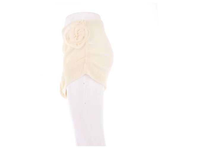 Magda Butrym Saia creme com flores tom sobre tom Bege - vista 4
