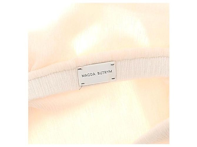 Magda Butrym Saia creme com flores tom sobre tom Bege - vista 5