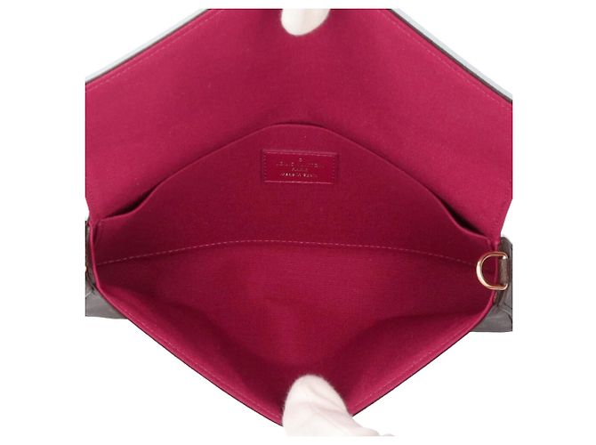 Borsa a Spalla Pochette Felicie Monogram Louis Vuitton Marrone Fuschia - vista 6